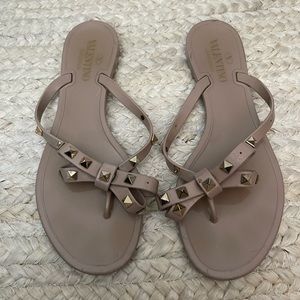 Valentino Rockstuded Jelly Thong Sandal.